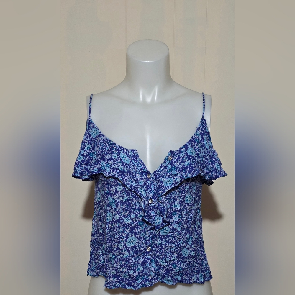 American Eagle Outfitters Blue Floral Crop Top